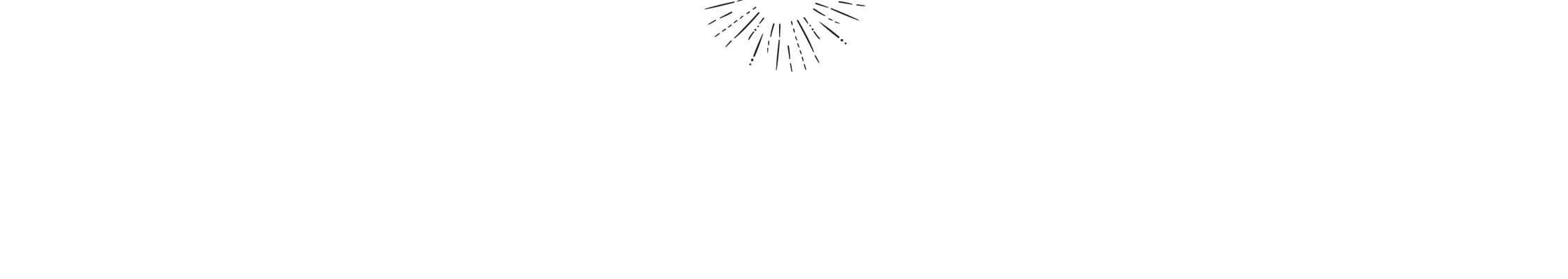 Schwarz-Weiß-Illustration eines Feuerwerks, das oben in der Mitte eines leeren weißen Hintergrunds explodiert, mit Strahlen, die sich nach außen ausbreiten.