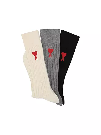 AMI PARIS | Socken ADC SOCKS 3er Pkg off white grey black | 