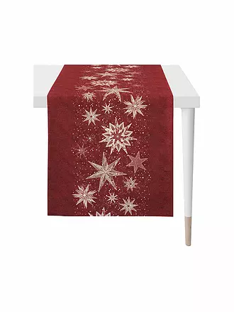 APELT | Tischläufer CHRISTMAS GLAM 46x135cm Weiss | dunkelrot