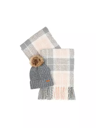 BARBOUR | Geschenkset Beanie und Schal SALTBURN | grau