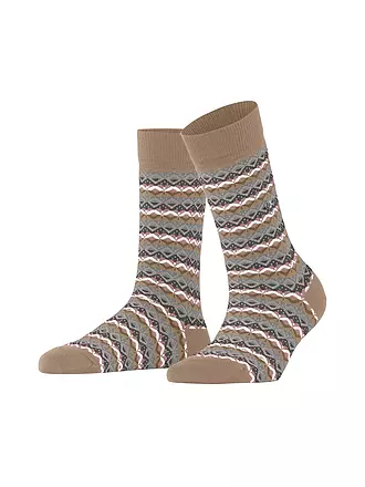 BURLINGTON | Damen Socken MODERN FAIR ISLE 36-41 camel | dunkelrot