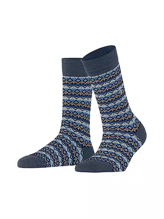 BURLINGTON | Damen Socken MODERN FAIR ISLE 36-41 dark blue melange | camel