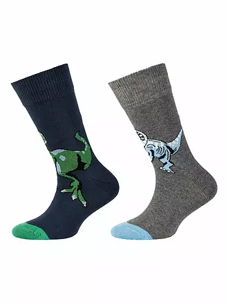 CAMANO | Jungen Socken 2er Pkg. Dark Grey Melange | blau