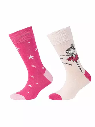 CAMANO | Mädchen Socken 2er Pkg. Dark Grey Melange | pink