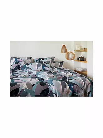 ELEGANTE | Satin-Bettwäsche 70x90cm/140x200cm NIGHT GARDEN Puder | dunkelblau