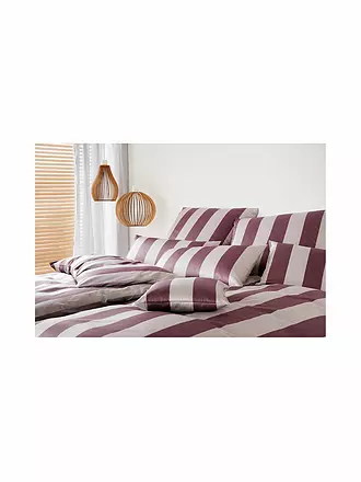 ELEGANTE | Satin-Bettwäsche 70x90cm/140x200cm NIGHT STRIPE Puder | dunkelblau