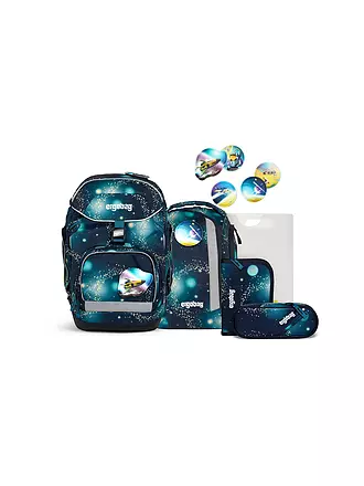 ERGOBAG | Schultaschen Set 6tlg PACK Galaxy Glow - KoBärnikus | dunkelblau