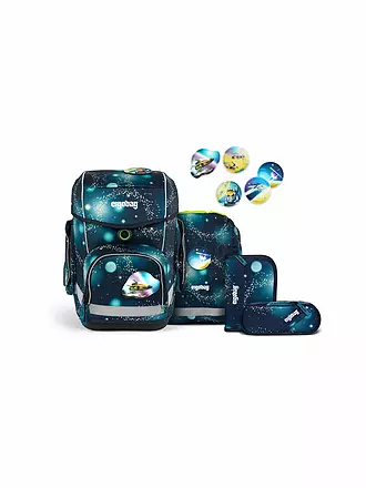 ERGOBAG | Schultaschenset 5tlg CUBO Galaxy Glow - RaumfahBär | dunkelblau