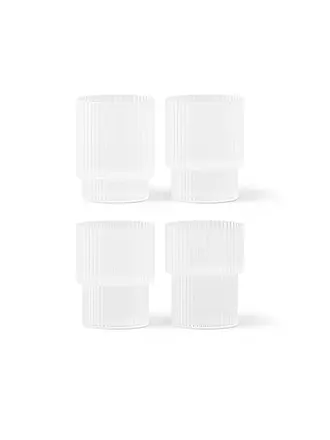 FERM LIVING | Trinkglas 4er-Set RIPPLE Frosted | weiss