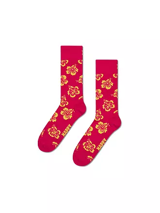 HAPPY SOCKS | Herren Socken HIBISCUS 41-46 dark pink | rot