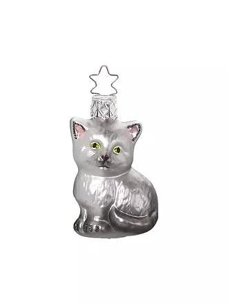 INGE GLAS | Weihnachtsschmuck -  Anhänger 6,5cm KARLO KATZE Silber | silber