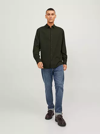 JACK & JONES | Hemd Slim Fit JJEGINGHAM | dunkelgrün