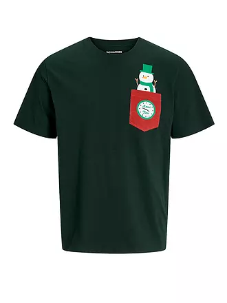 JACK & JONES | T-Shirt JJXMAS | dunkelgrün