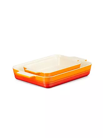 LE CREUSET | Auflaufform 2er-Set 25+32cm rechteckig KLASSIK Meringue | orange