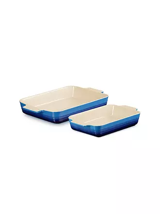 LE CREUSET | Auflaufform 2er-Set 25+32cm rechteckig KLASSIK Ofenrot | blau