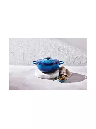 LE CREUSET | Gusseisen-Bräter mit Deckel 26cm LA MARMITE SIGNATURE Azure | creme