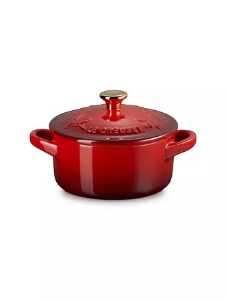 LE CREUSET | Mini Cocotte mit Deckel 10cm HOLLY White | rot