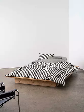 MARC O'POLO HOME | Satin Bettwäsche CLASSIC STRIPE 70x90cm/140x200cm Anthracite | hellgrau