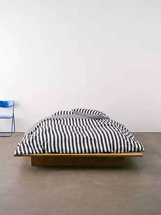 MARC O'POLO HOME | Satin Bettwäsche CLASSIC STRIPE 70x90cm/140x200cm Navy | hellgrau