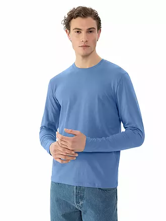 MEY | Pyjama Langarmshirt RELAX weiss | blau