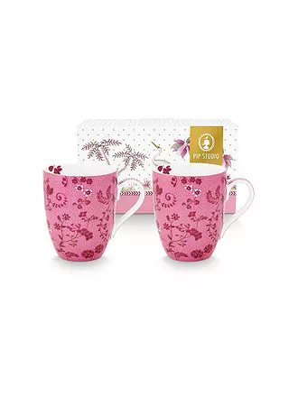 PIP STUDIO | Henkelbecher Large 2er Set 350ml JOLIE Flowers Pink | pink