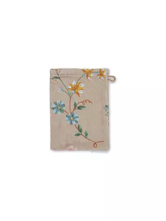 PIP STUDIO | Waschhandschuh LES FLEURS 16x22cm Blau | hellbraun