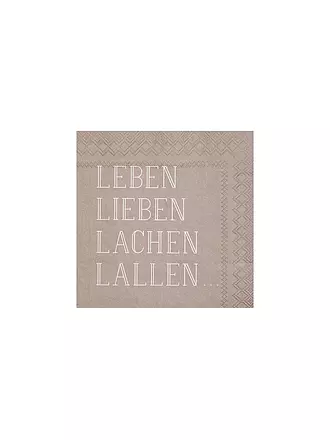 RAEDER | Cocktail Servietten 25x25cm LEBEN LIEBEN LALLEN | transparent