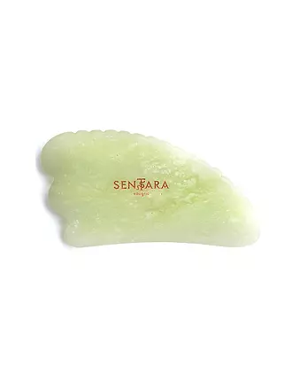 SENTARA | Massagestein - Gua Sha Horn mit Zähnen Gruene Jade | hellgrün