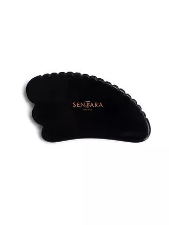 SENTARA | Massagestein - Gua Sha Horn mit Zähnen Schwarz | schwarz