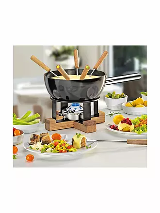 SPRING | Käsefondue-Set Lausanne 23cm/2l Schwarz/Eiche | schwarz