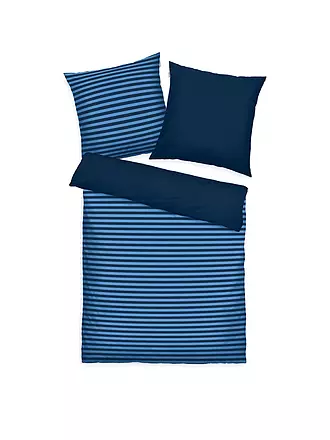 TOM TAILOR | Bettwäsche RENFORCE QUERSTREIFEN 70x90cm  / 140x200cm Dark Navy/Cool Blue | beere