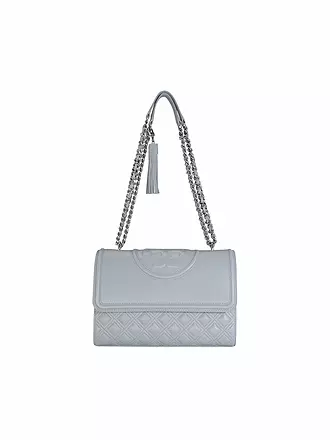 TORY BURCH | Ledertasche - Umhängetasche FLEMING SOFT GRAIN | grau