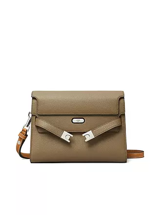 TORY BURCH | Ledertasche - Umhängetasche LEE SHOULDER BAG | grau