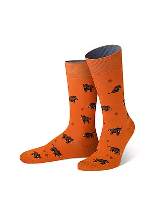 VON JUNGFELD | Socken CAT mittelblau | orange