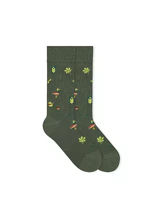 VON JUNGFELD | Socken CAT mittelblau | dunkelgrün