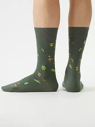 VON JUNGFELD | Socken WILDSCHWEIN orange | dunkelgrün