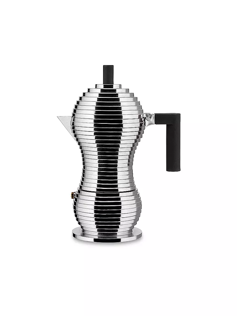 ALESSI | Espressomaschine PULCINA 6 Tassen Aluminium / Schwarz | silber