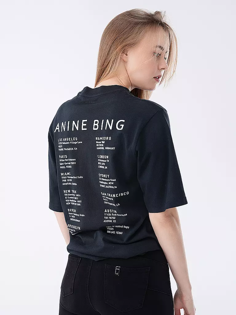 ANINE BING | T-Shirt Relaxed Fit AVI SMILEY | schwarz