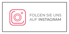 Rotes Instagram-Logo neben dem deutschen Text "FOLGEN SIE UNS AUF INSTAGRAM" auf weißem Hintergrund mit dünnem schwarzen Rand.