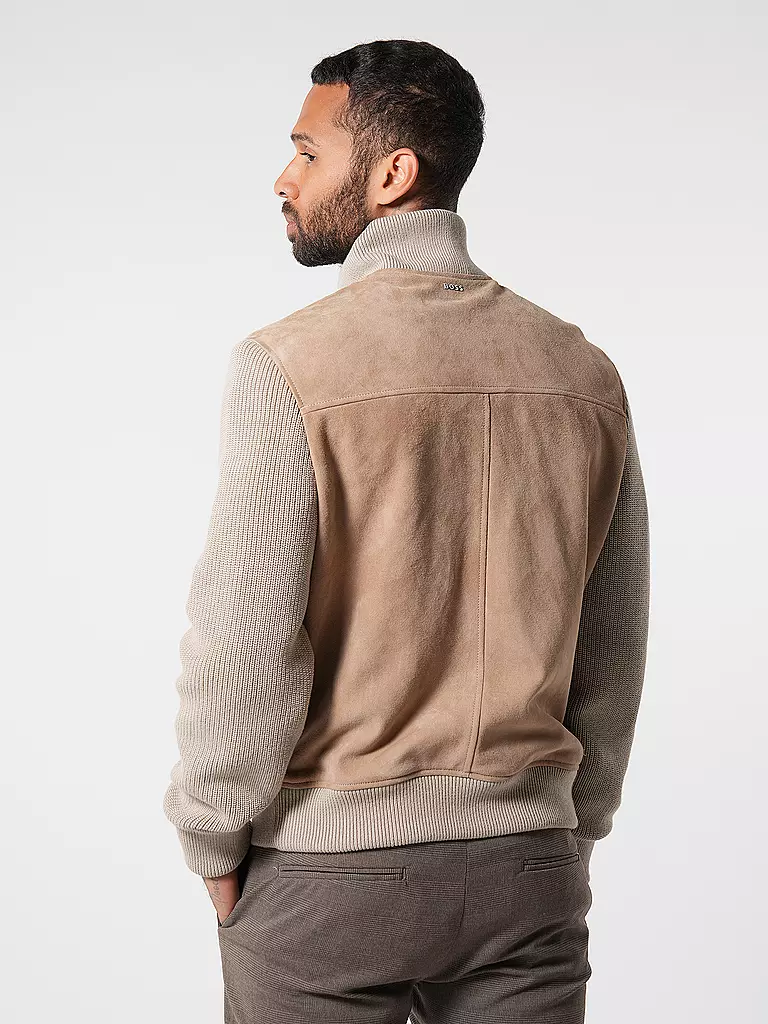 BOSS | Lederjacke | beige