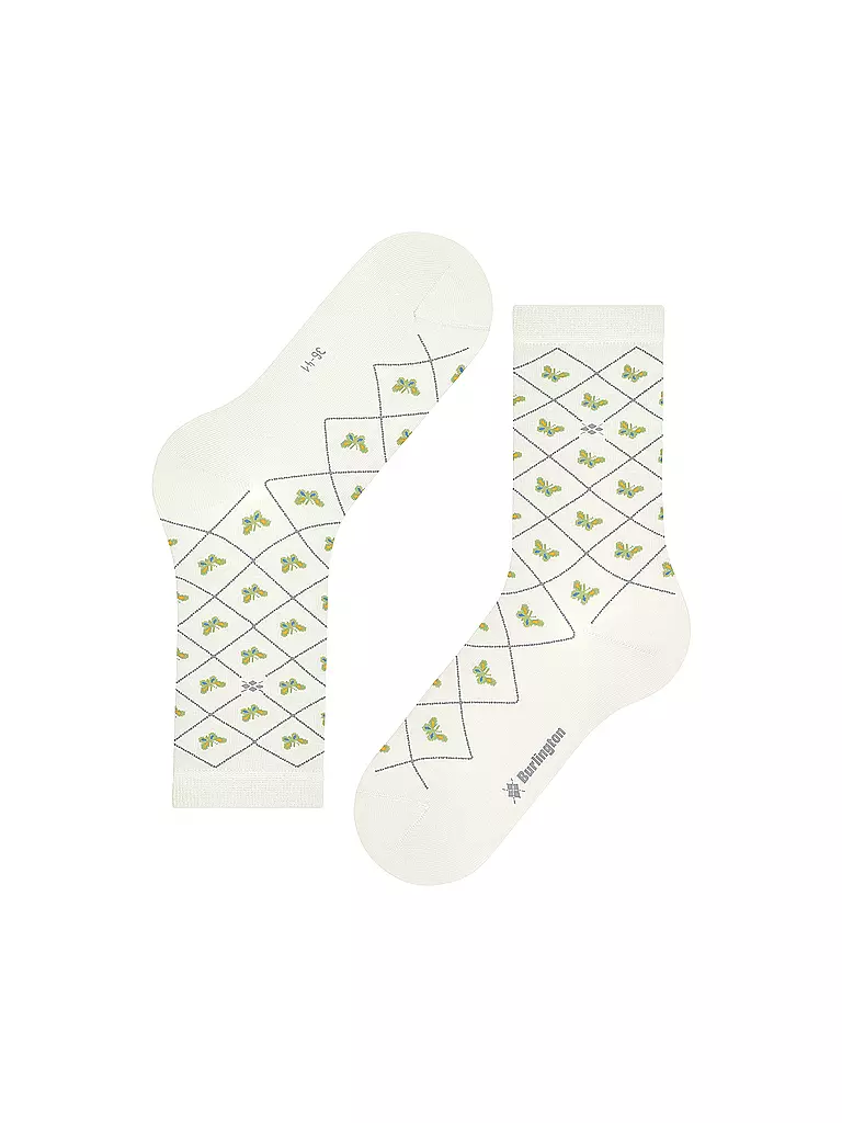 BURLINGTON | Damen Socken BUTTERFLIES 36-41 off-white | lila