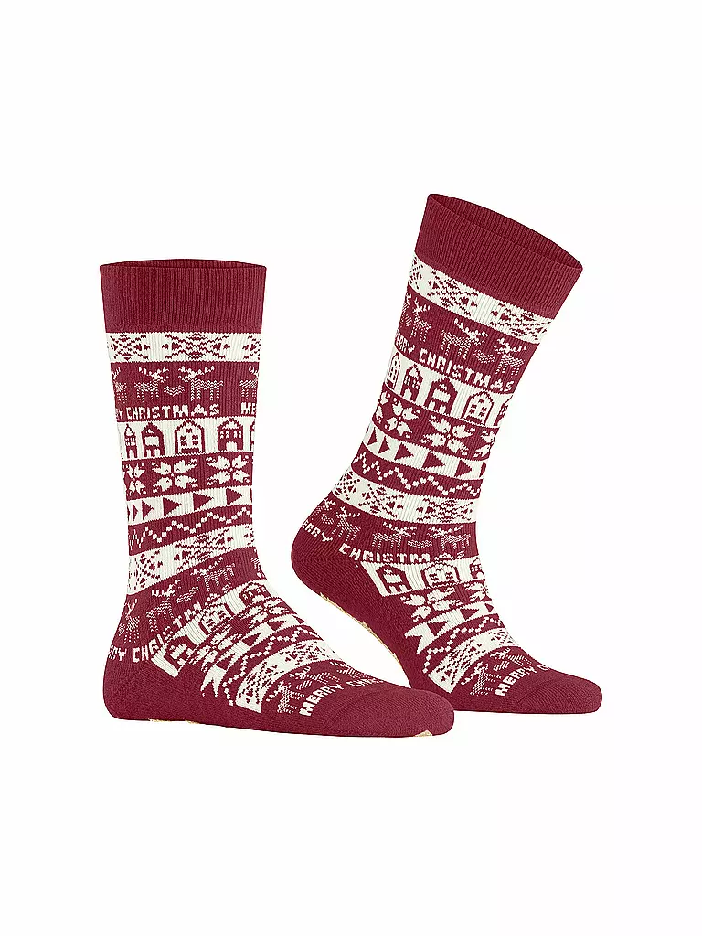 BURLINGTON | Damen Socken MERRY CHRISTMAS 36-41 cranberry | rot