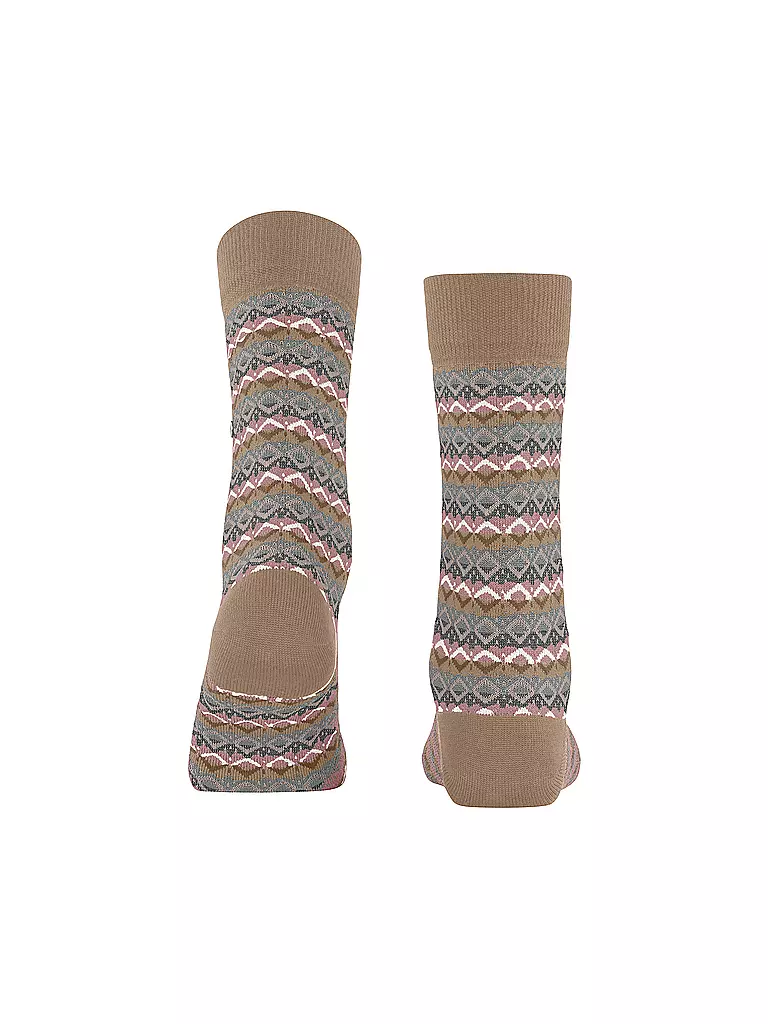 BURLINGTON | Damen Socken MODERN FAIR ISLE 36-41 camel | dunkelrot