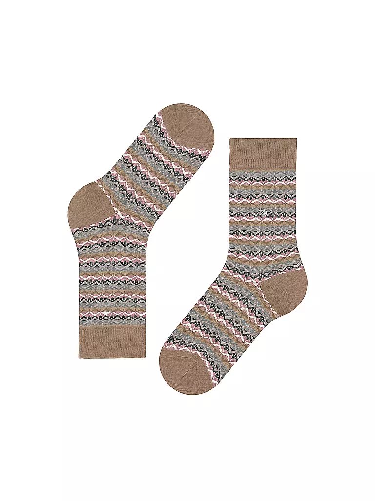 BURLINGTON | Damen Socken MODERN FAIR ISLE 36-41 camel | dunkelrot