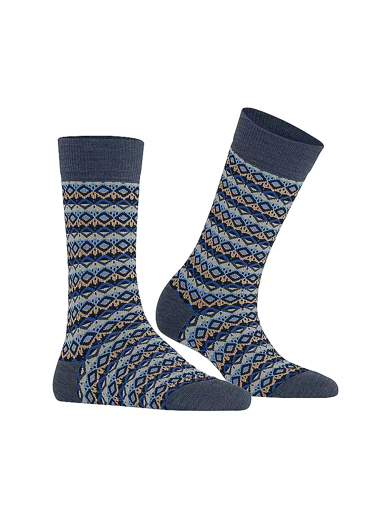 BURLINGTON | Damen Socken MODERN FAIR ISLE 36-41 dark blue melange | camel