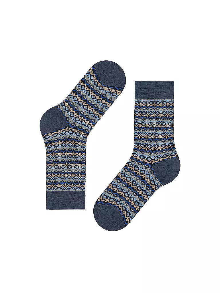 BURLINGTON | Damen Socken MODERN FAIR ISLE 36-41 dark blue melange | camel