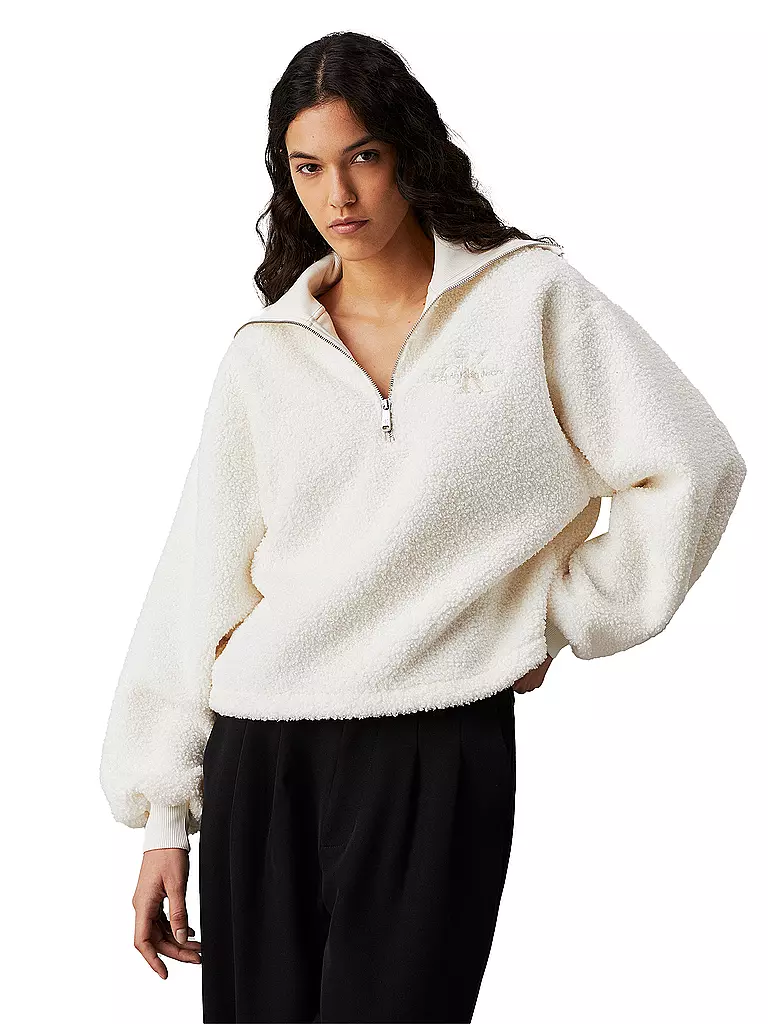 CALVIN KLEIN JEANS | Sweater in Felloptik | creme