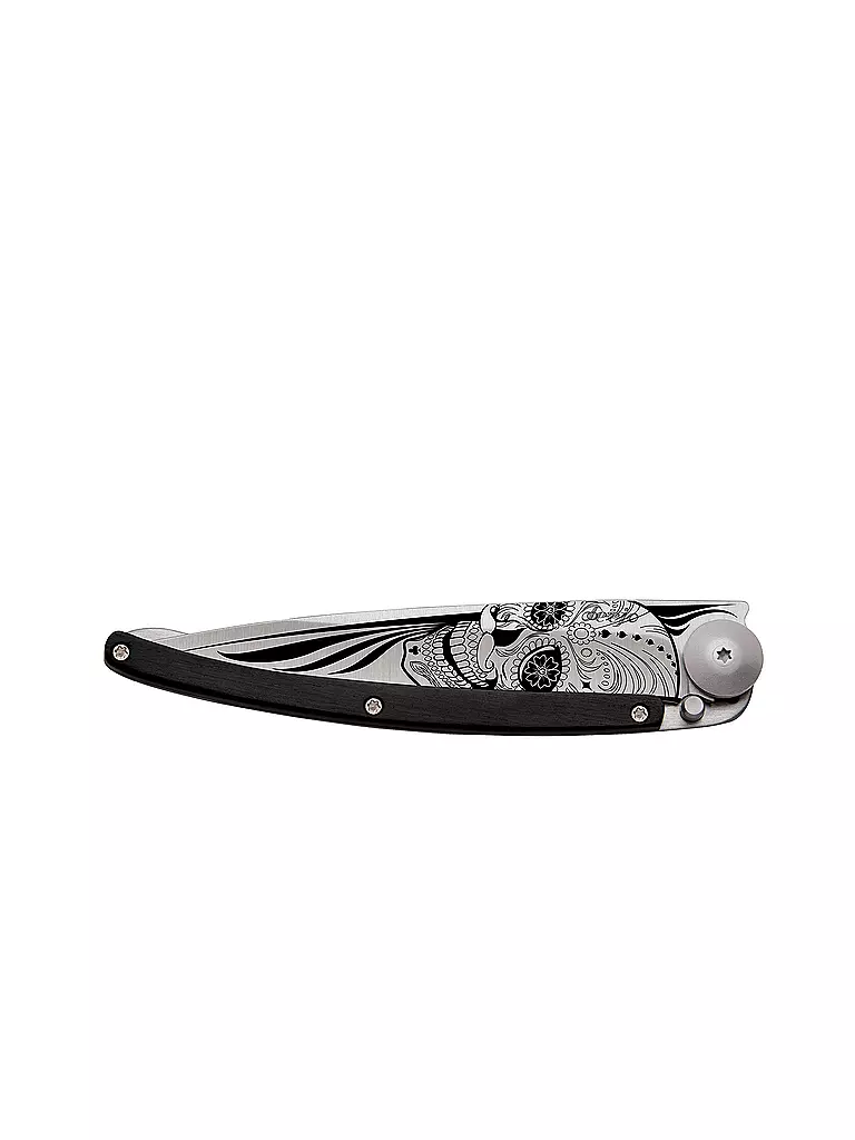 DEEJO | Taschenmesser Wacholderholz Titan LATINO SKULL 37G  | silber