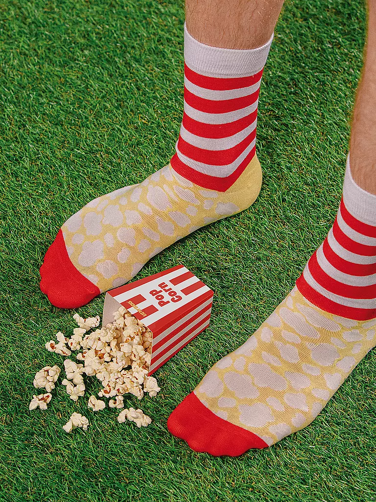 EAT MY SOCKS | Socken 36-45 POP CORN gelbrotweiss | rot