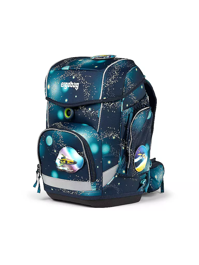 ERGOBAG | Schultaschenset 5tlg CUBO Galaxy Glow - RaumfahBär  | dunkelblau